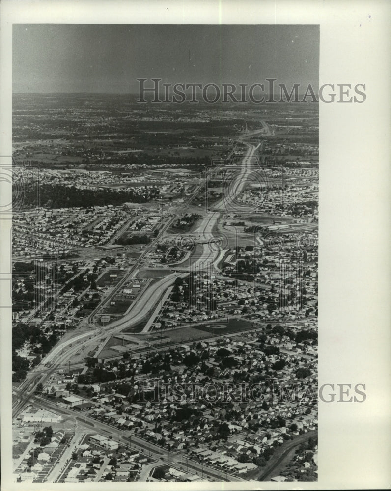 1966, Aerial view of Wisconsin&#39;s Highway 41-100 south to Hampton - Historic Images