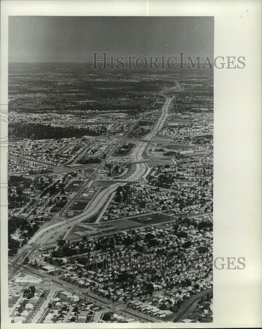 1966, Aerial view of Wisconsin's Highway 41-100 south to Hampton - Historic Images