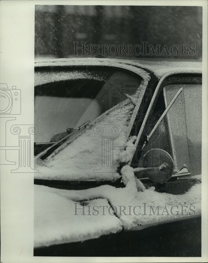 1966, Car windshield covered in snow and ice, Milwaukee, Wisconsin - Historic Images