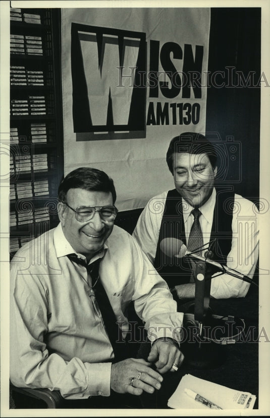 1986 Larry Johnson and Jerry Taff at WISN radio, Wisconsin - Historic Images