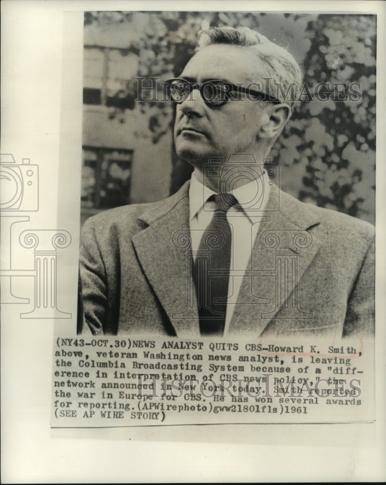 1961 Press Photo Former CBS news analyst Howard K. Smith, New York - mjc13976 - Historic Images