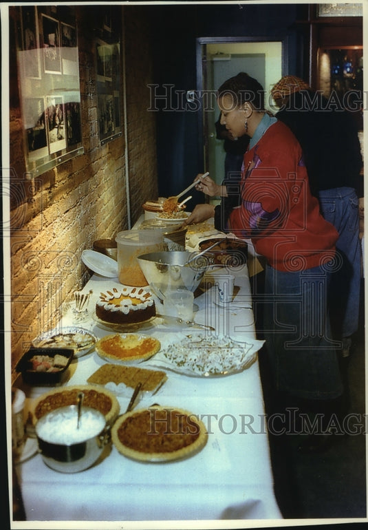 1994 Sheri Williams Pannell, part of Skylight Opera cast at potluck. - Historic Images