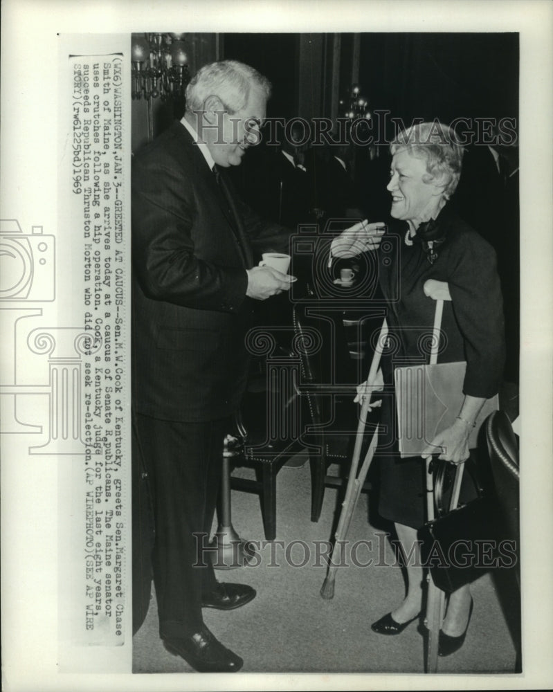 1969 Press Photo Senator M.W.Cook and Senator Margaret Chase Smith, Washington - Historic Images