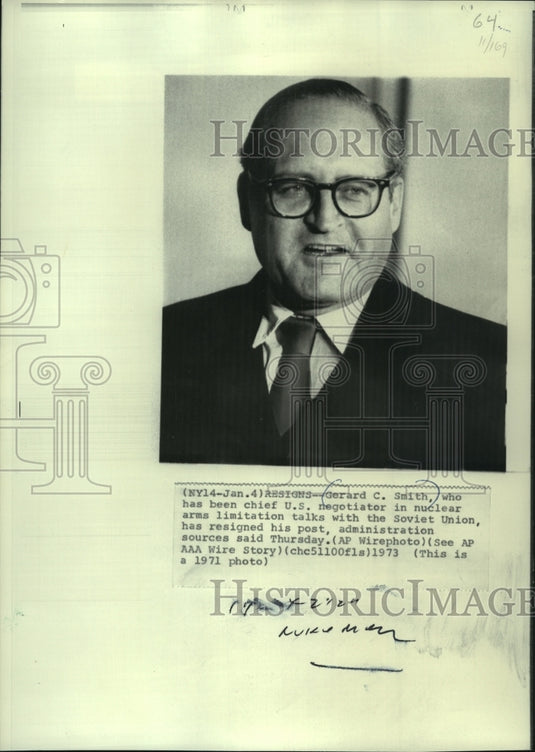1971, Gerard C. Smith, chief United States negotiator in nuclear arms - Historic Images