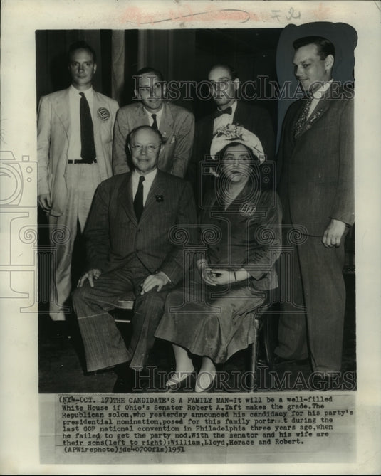 1951 Press Photo Ohio's Senator Robert A. Taft and family - mjc14058 - Historic Images
