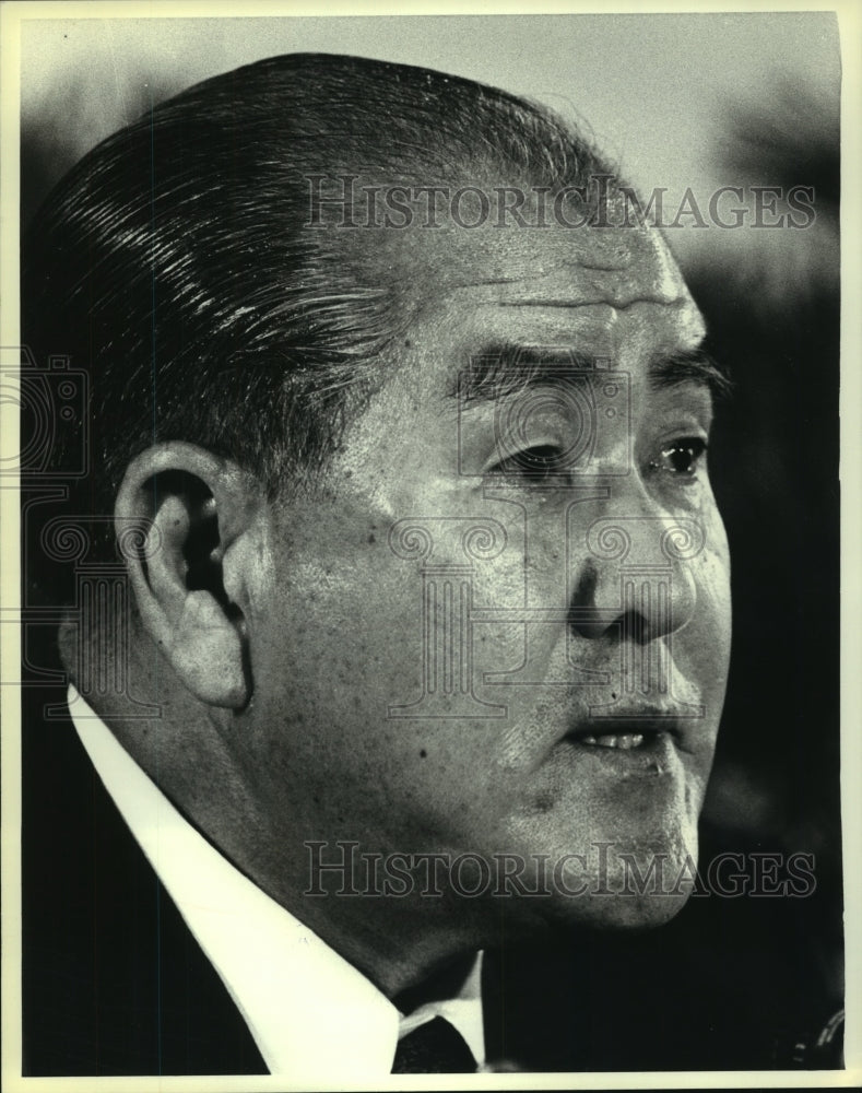 1980 Press Photo Japanese Prime Minister Zenko Suzuki at press conference - Historic Images