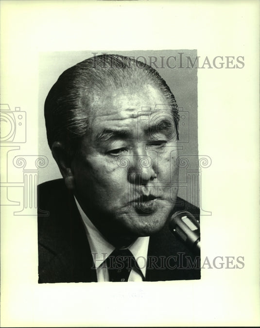 1981 Press Photo Japan's Prime Minister Zenko Suzuki at a press conference - Historic Images