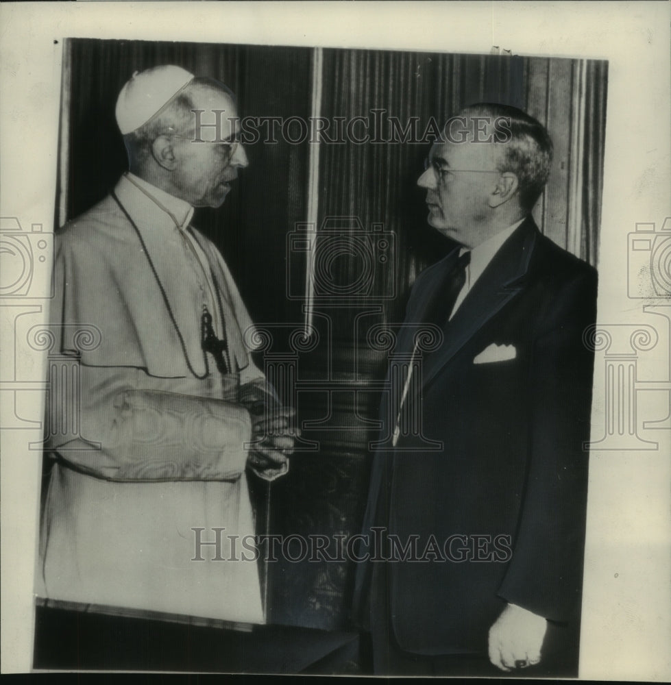 1949, Pope Pius XII with Treasury Secretary John Snyder, Vatican City - Historic Images