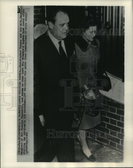 1965, Mary Soames & husband after visiting sick dad Churchill, London - Historic Images