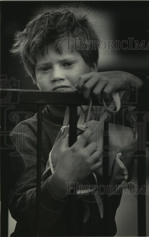 1985 Press Photo Norwegian Schoolboy at Kindergarten, Solgarden, Norway - Historic Images