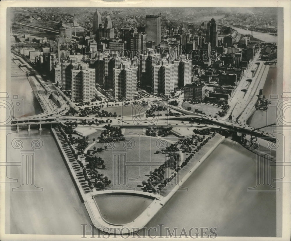 1953, Aerial View of Pittsburgh's "Golden Triangle" - mjc14431 - Historic Images