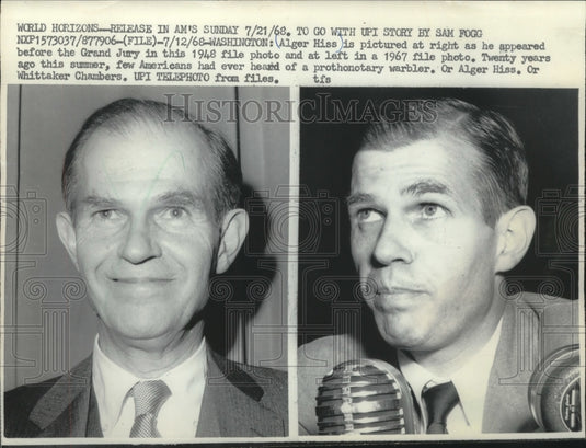 1948, Alger Hiss in a 1967 file photo & at a Grand Jury 1948 - Historic Images