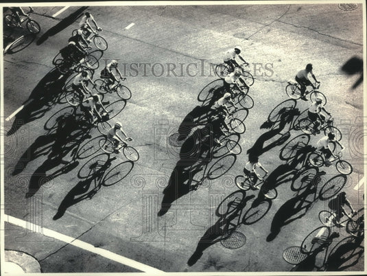 1993 Bicyclists pedal for Miller Lite Ride for the Arts, Milwaukee. - Historic Images