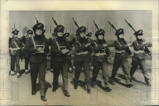 1957 Press Photo Turkish academy girls at Republic Day parade rehearsal - Historic Images
