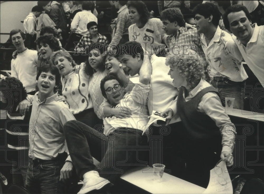 1987, Students celebrate, at University of Wisconsin, medical school - Historic Images
