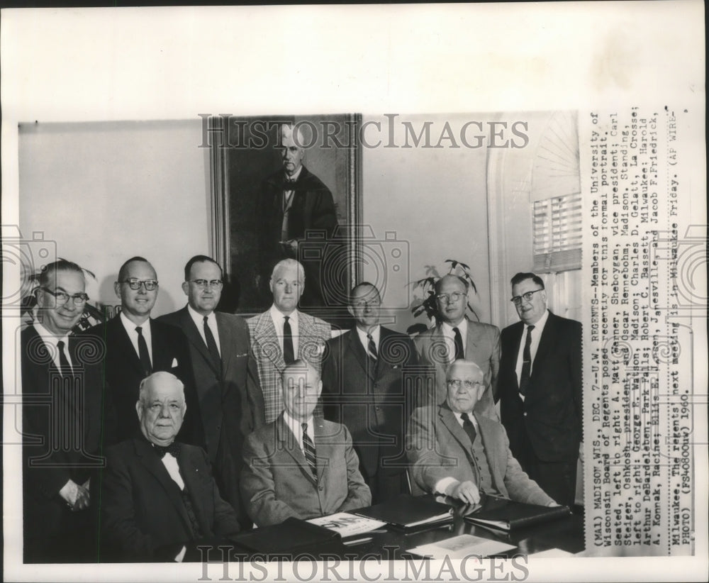 1960, Formal portrait of University of Wisconsin Board of Regents - Historic Images