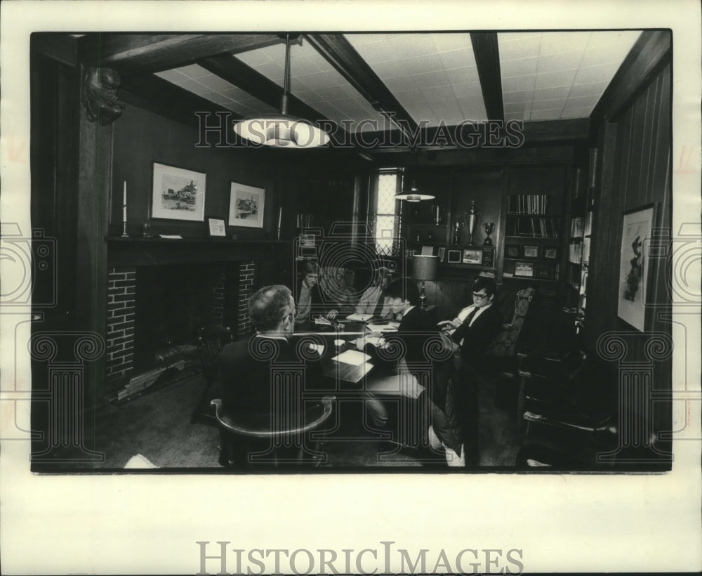 1979, Robert Johnston and students during history lesson, Milwaukee. - Historic Images