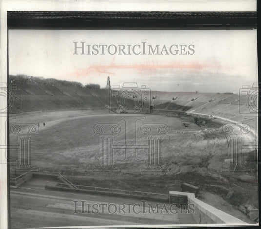 1957 Excavation of Camp Randall stadium for increased seating - Historic Images