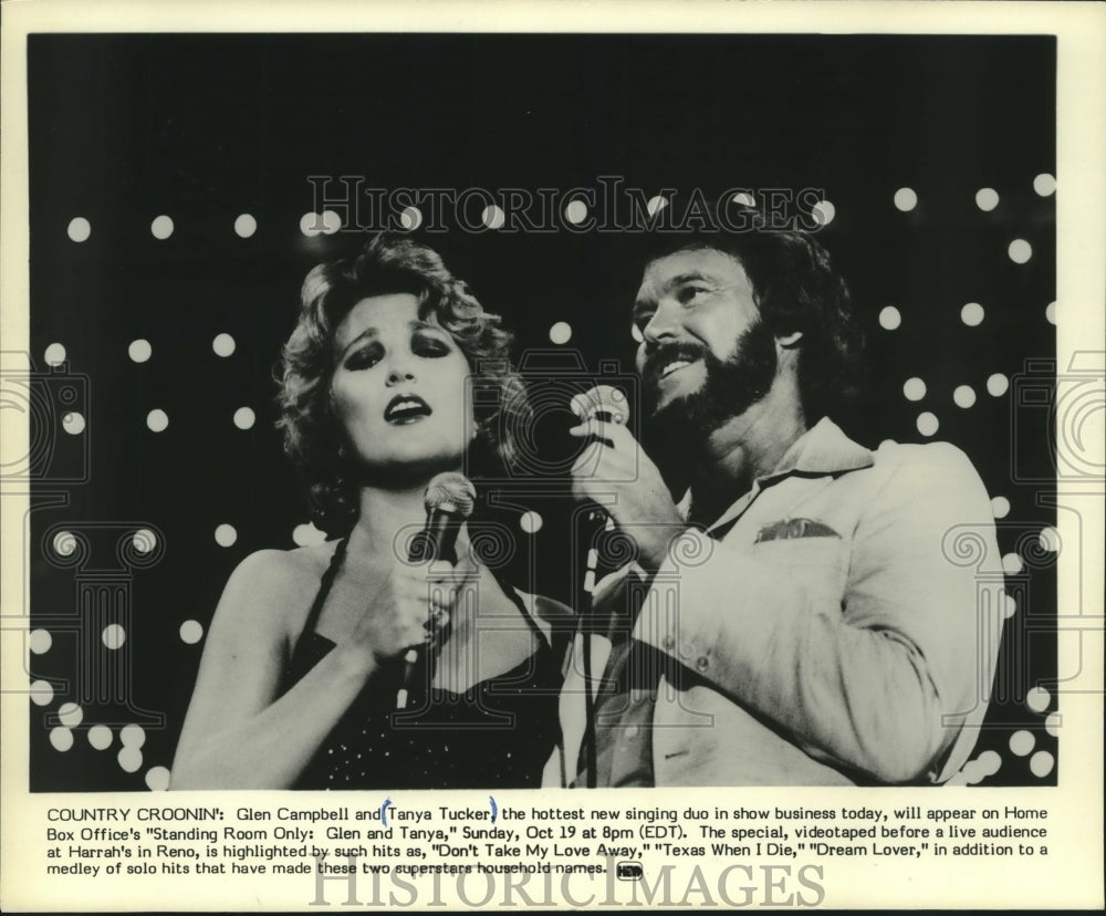 1982 Press Photo Glen Campbell and Tanya Tucker, singing duo to appear on HBO - Historic Images