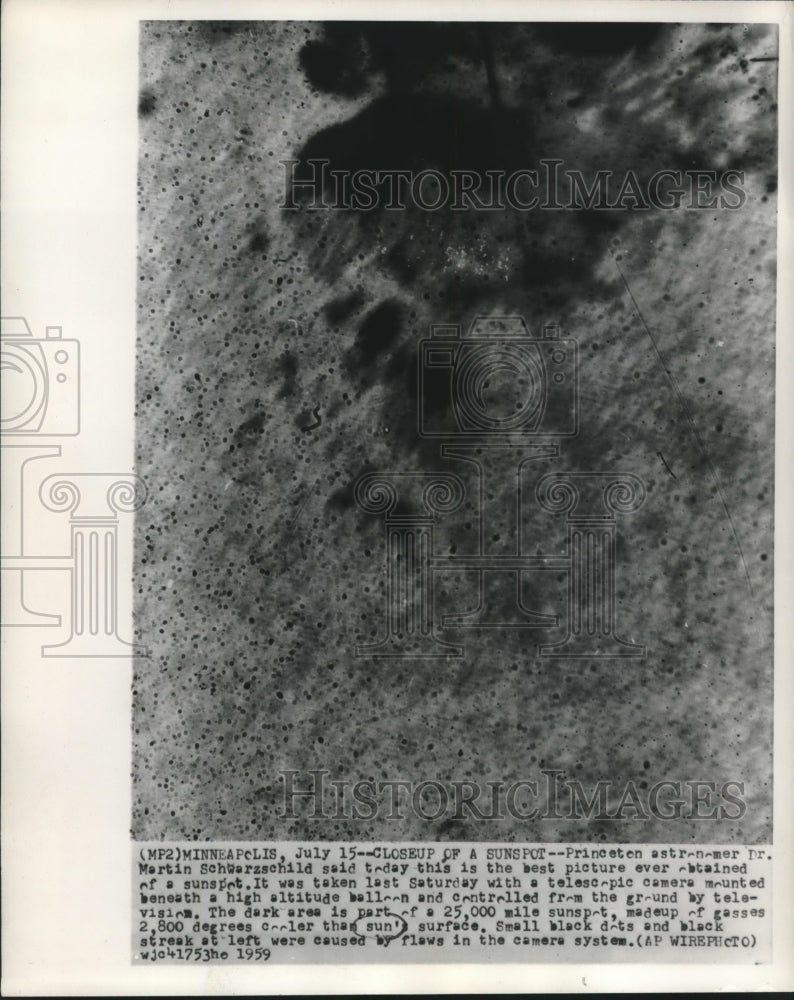 1959, Closeup of a sunspot taken with telescopic camera - mjc15488 - Historic Images