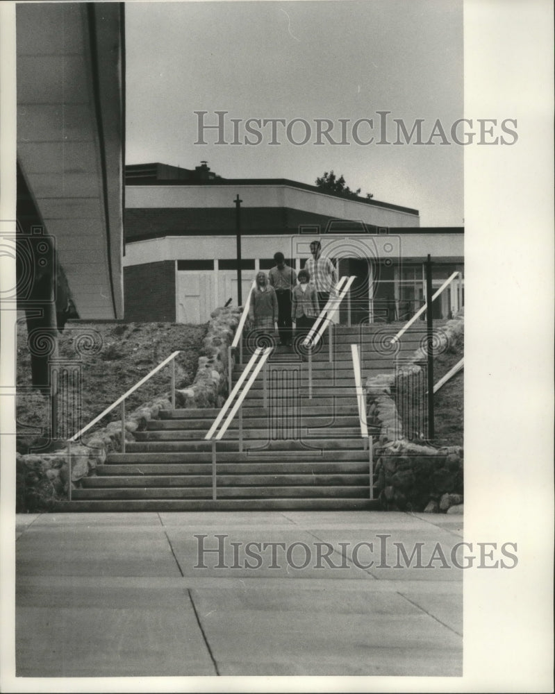1968, Students walked down a stairway at the University of Wisconsin - Historic Images