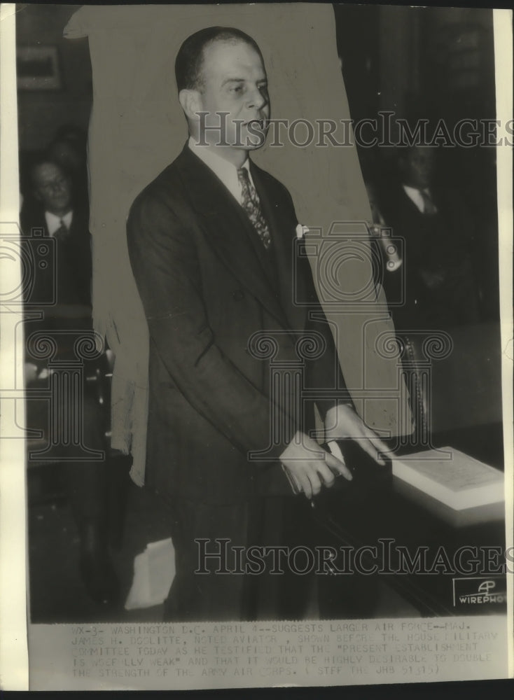 1935 Press Photo Major Jimmy Doolittle at a congressional committee - mjc15715- Historic Images