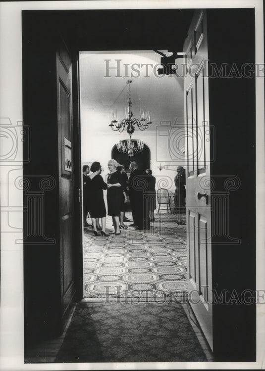 1964, University Club library with made to order carpet - mjc15766 - Historic Images