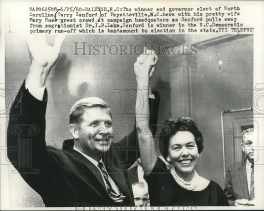 1960 Press Photo North Carolina Governor-elect Terry Sandford & wife, Rose Mary-Historic Images