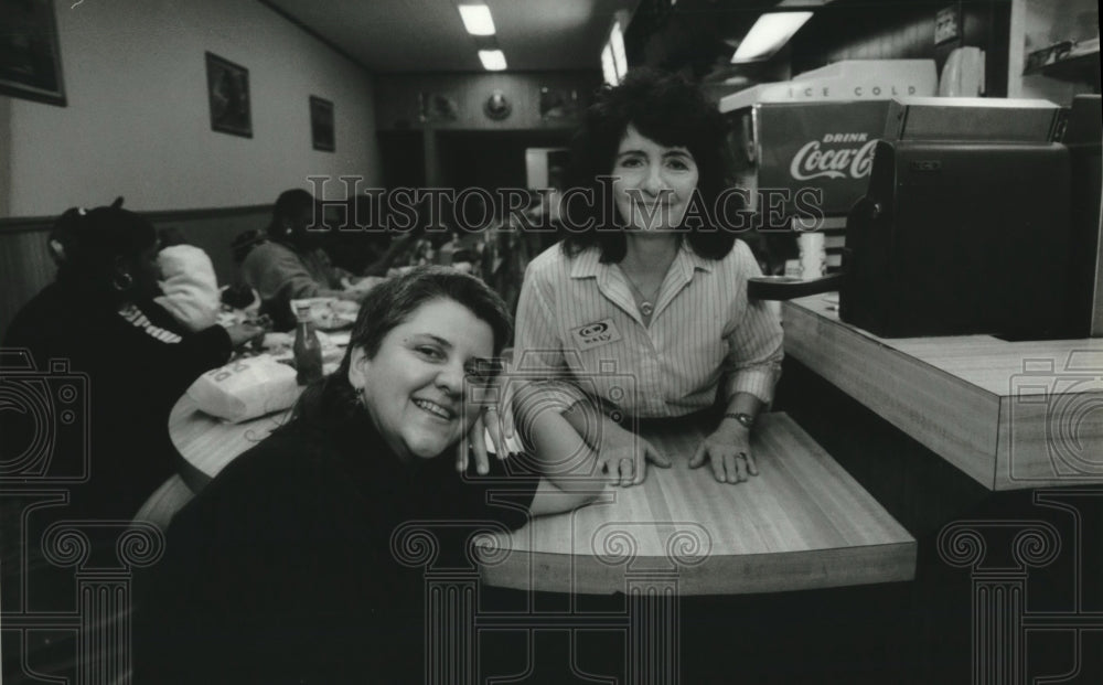 1994, Essay winner Sue Silvermarie at A&amp;W restaurant, Wisconsin - Historic Images