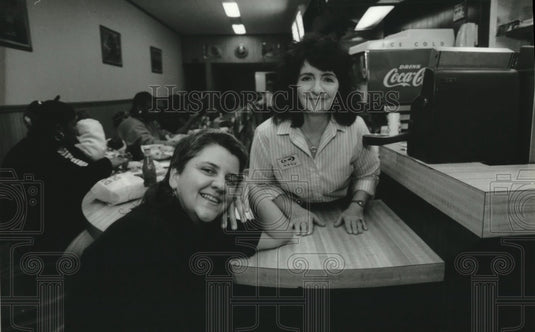 1994, Essay winner Sue Silvermarie at A&W restaurant, Wisconsin - Historic Images