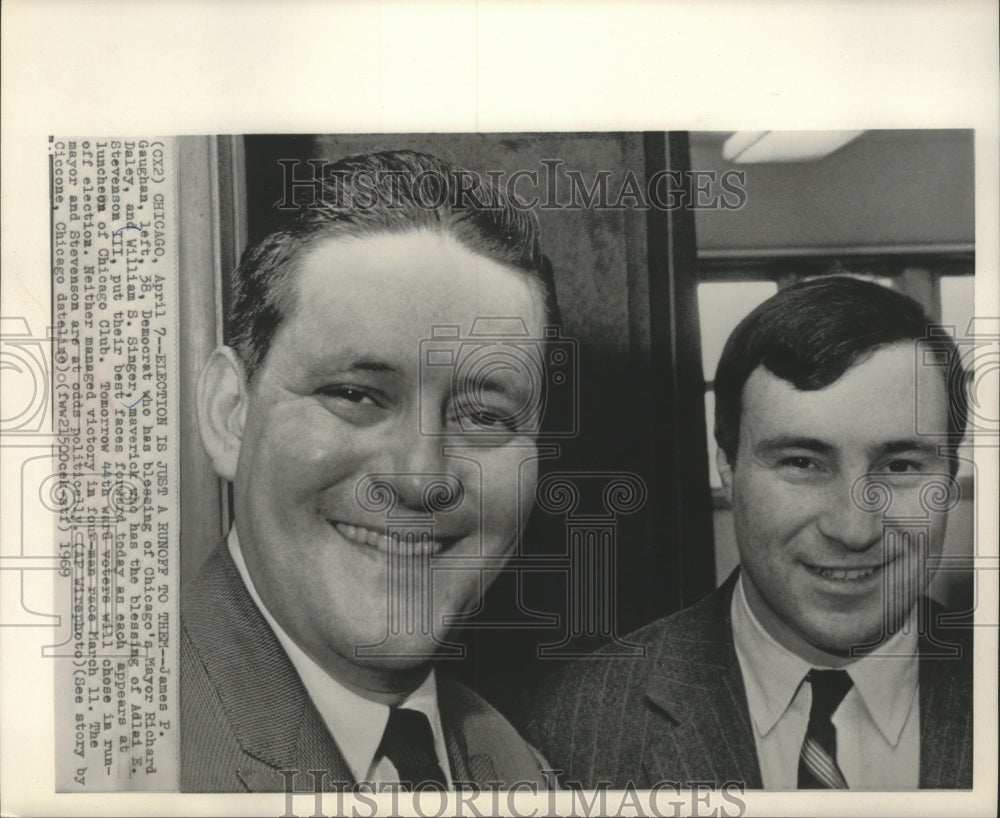 1969 Press Photo James Gaughan & William Singer, Chicago mayor candidates - Historic Images