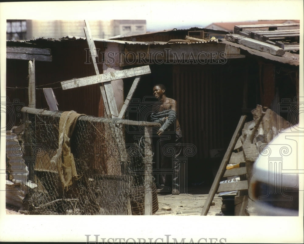 1993 South African youth at his home, South Africa - Historic Images