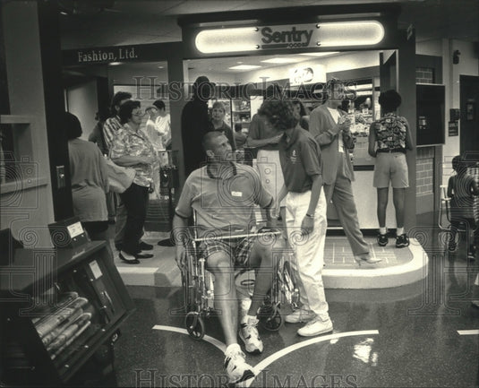 1992, Sam Bowie and others at Sinai Samaritan Medical Center - Historic Images