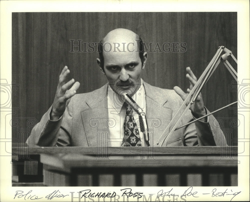 1981, Police Officer Richard Ross testifying - mjc16261 - Historic Images
