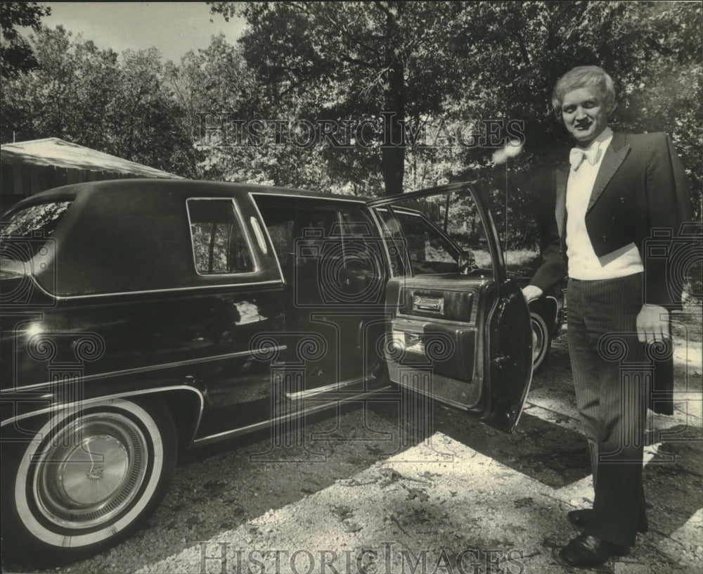 1981 Banker Terry Schliem wearing his chauffeur uniform, Wisconsin - Historic Images