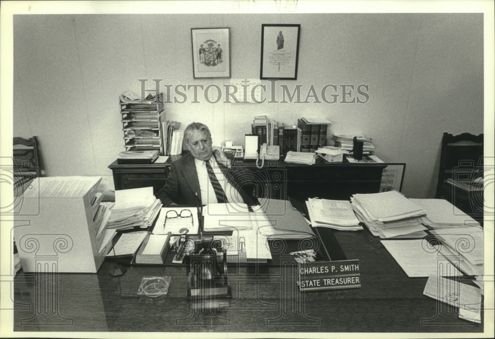 1989, State Treasurer Charles P. Smith in office in Wisconsin - Historic Images