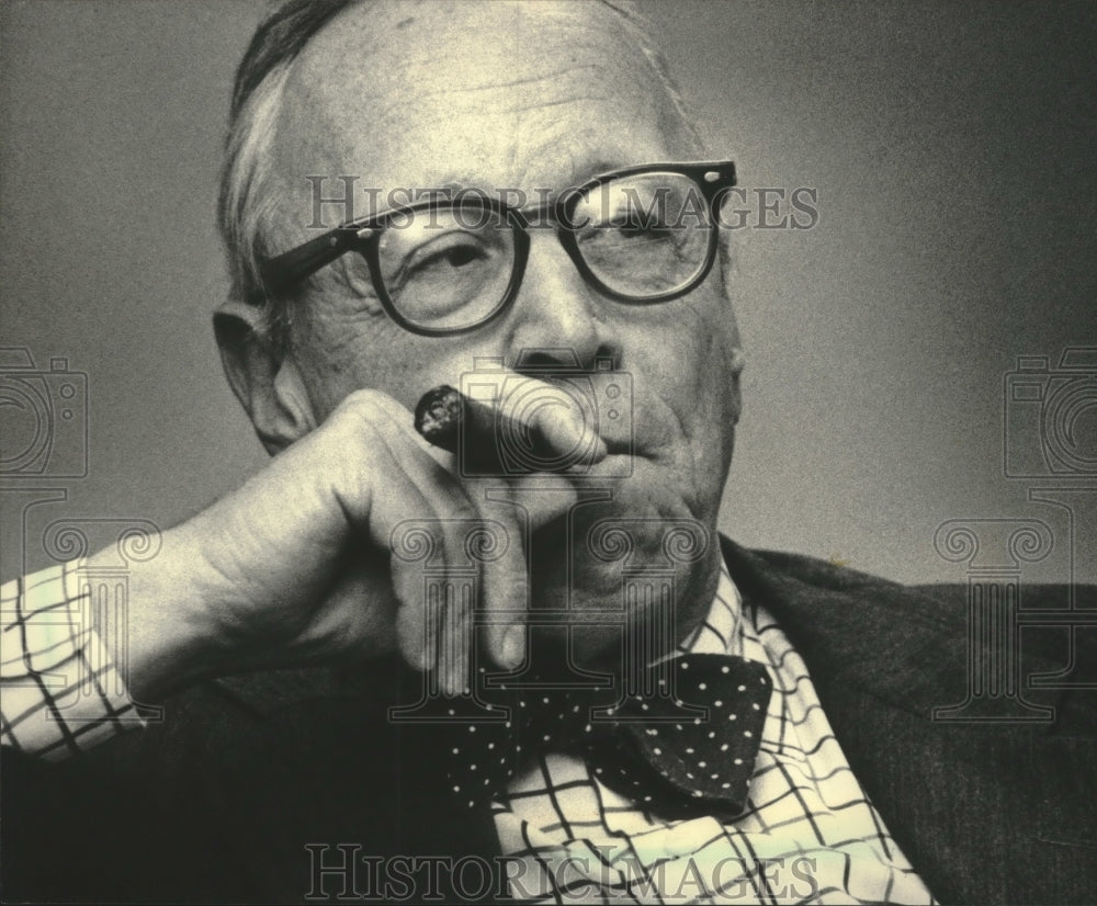 1983 Press Photo Arthur Schlesinger during interview in Milwaukee - mjc16337 - Historic Images