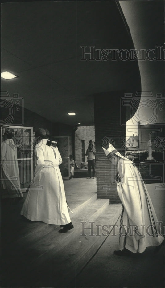 1987 Archbishop Rembert Weakland entering St Barbara Church - Historic Images