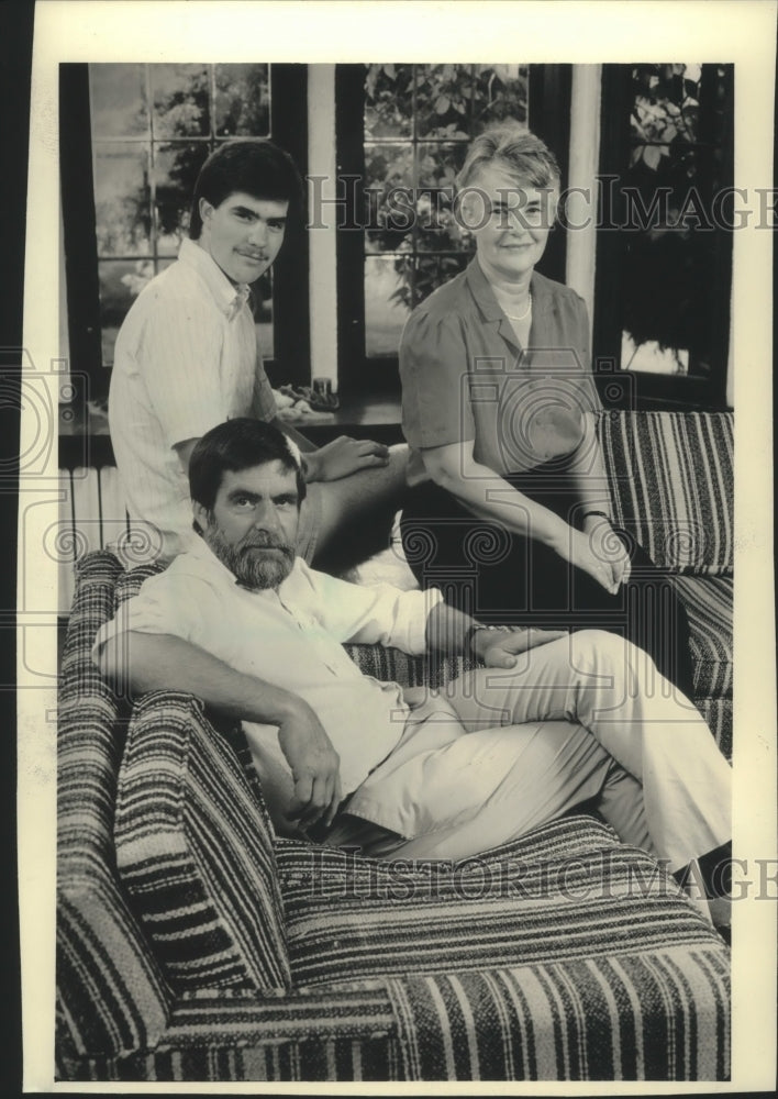 1987, Ted Seaver, Milwaukee Community Activist with wife and son - Historic Images