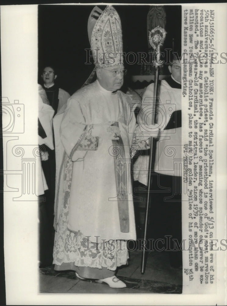 1966, Francis Cardial Spellman, Archbishop of New York for 50 years - Historic Images