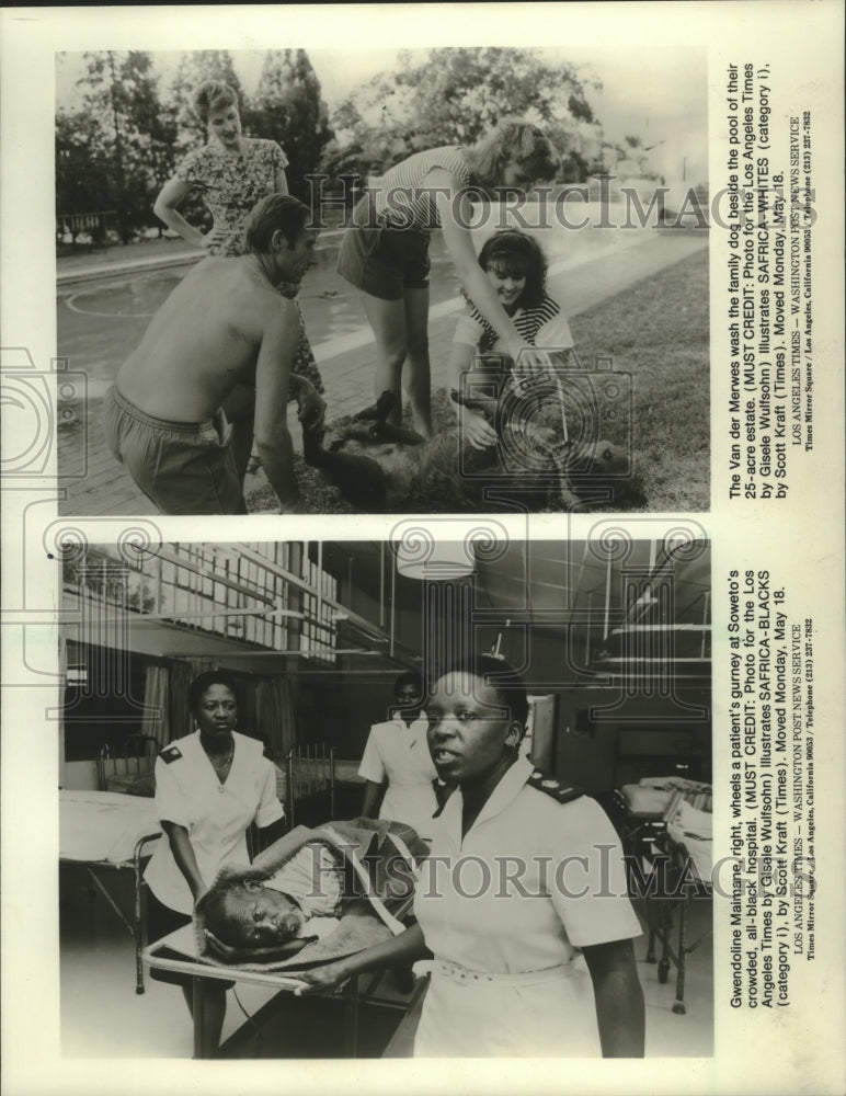 1992 Press Photo Gwendoline Maimane, nurse, wheels patient, Soweto hospital - Historic Images