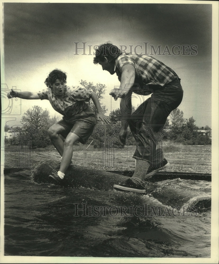 1988 Tina Scheer &amp; David Barts of Scheers Lumberjack Show, Cedarburg - Historic Images