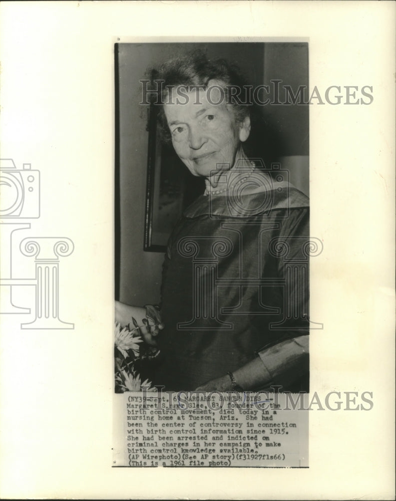 1966 Press Photo Dr. Margaret Sanger Slee, founder of birth control movement - Historic Images