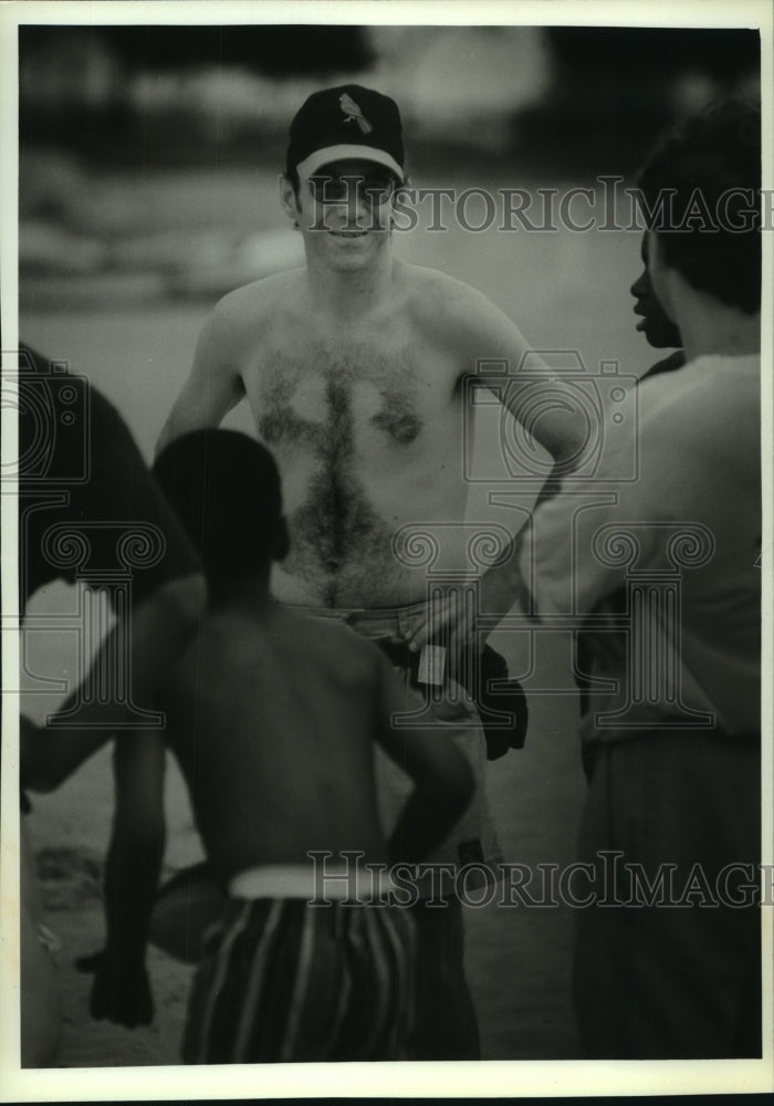 1993, Paul Ney and students at Bradford Beach - mjc17305 - Historic Images