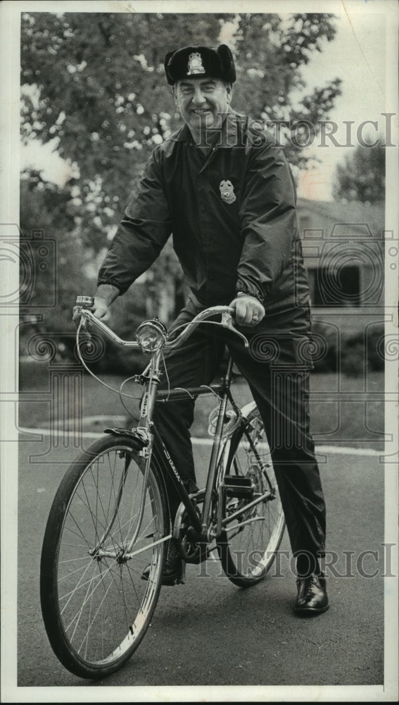 1973 Gene Stranc Fox Point Wisconsin Bicycle Mounted Policeman - Historic Images