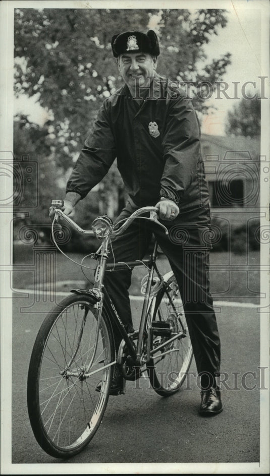 1973 Gene Stranc Fox Point Wisconsin Bicycle Mounted Policeman - Historic Images
