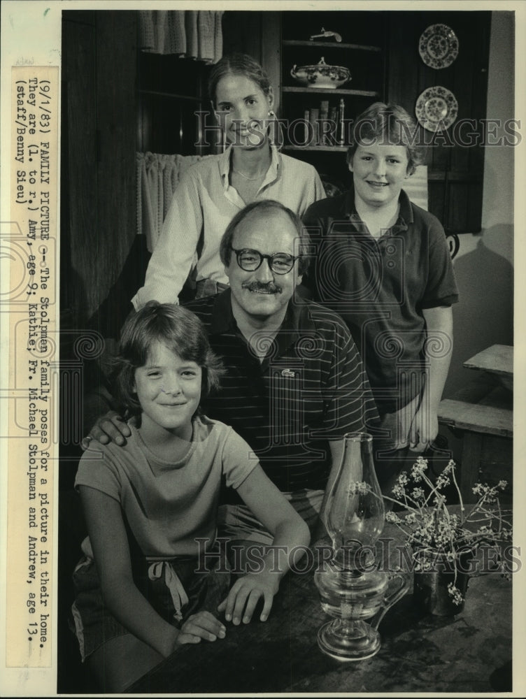 1983, Father Michael Stolpman & family at home, Wisconsin - mjc17418 - Historic Images