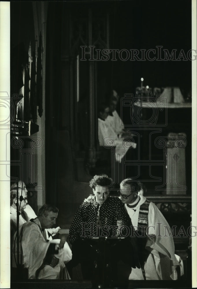 1990, Father Michael J. Stolpman funeral service, Wisconsin - Historic Images