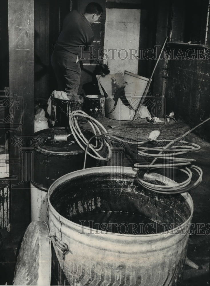1963 Press Photo Still being destroyed during a raid, Wisconsin - mjc17445 - Historic Images