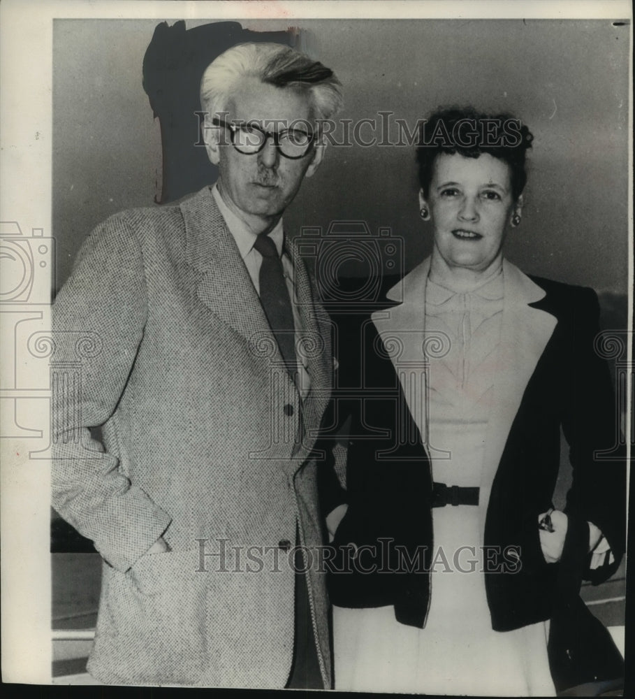1953, American author and artist, James Thurber and his wife - Historic Images